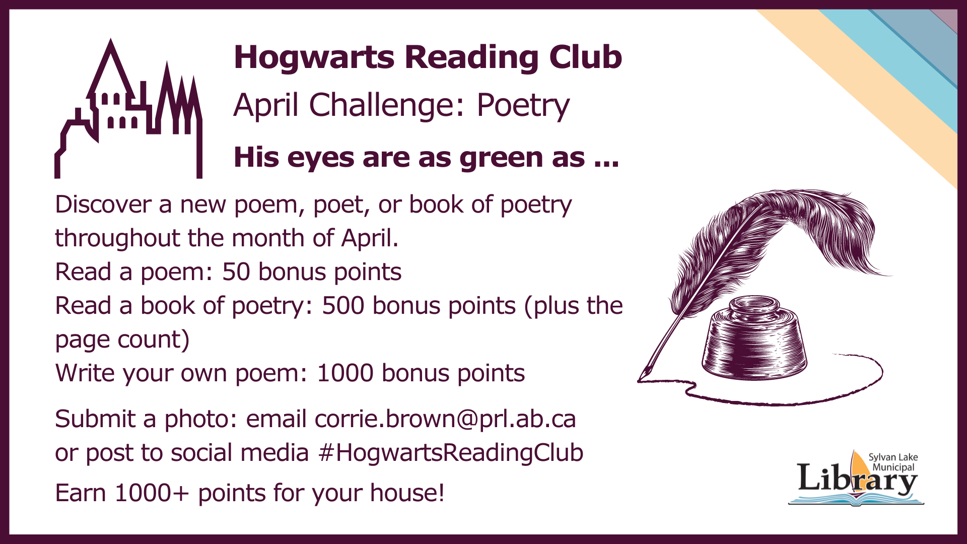 Hogwarts Reading Club April Poetry Month Challenge website banner